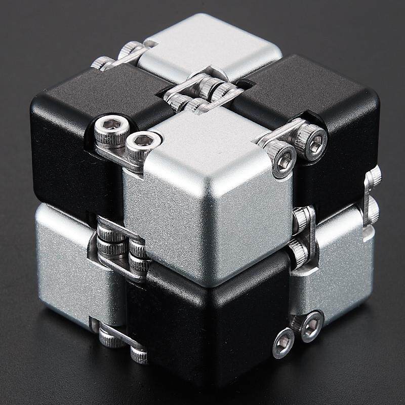 Aluminum Infinity Folding Fidget Cube — Gen 3 DIY - Black and Silver