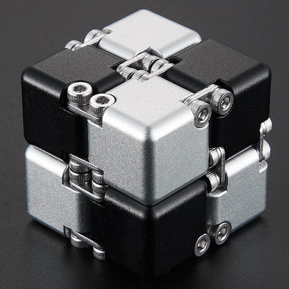 Aluminum Infinity Folding Fidget Cube — Gen 3 DIY - Black and Silver