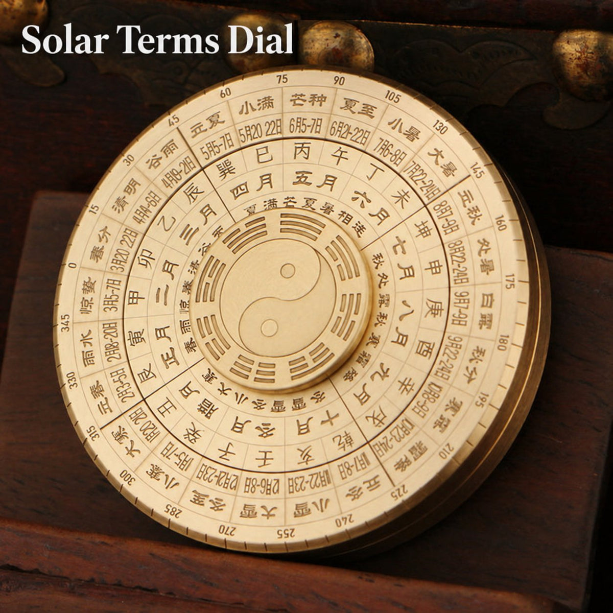 P8 brass Solar Terms and Zodiac dial spinner with 24 detents
