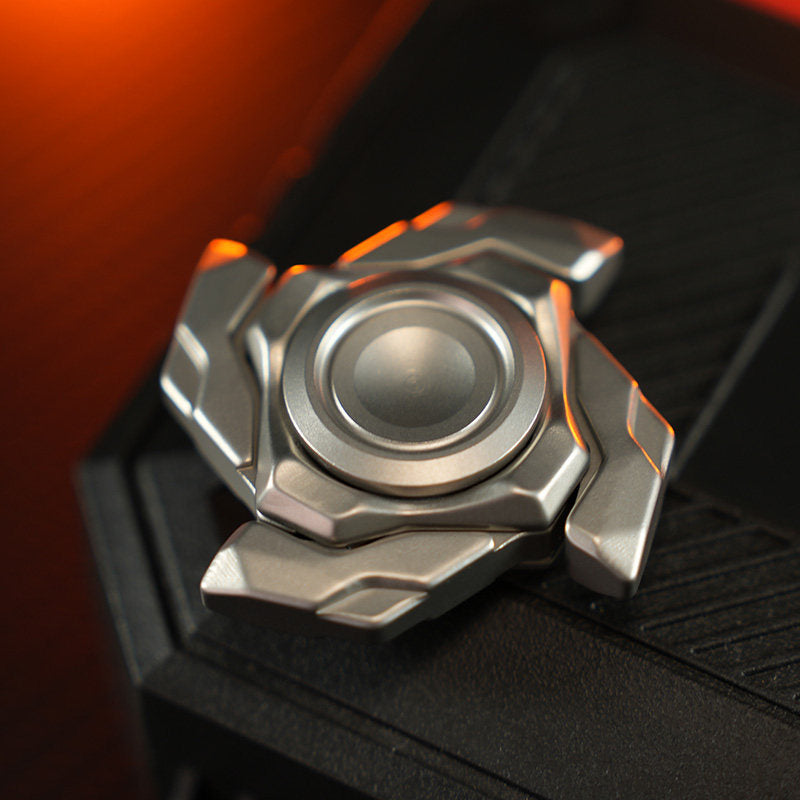 Mini Four-Arm Armor-Opening Fidget Spinner — Silver-Tone Metal + Accessory Pack