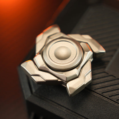 Mini Four-Arm Armor-Opening Fidget Spinner — Silver-Tone Stainless Steel + Accessory Pack