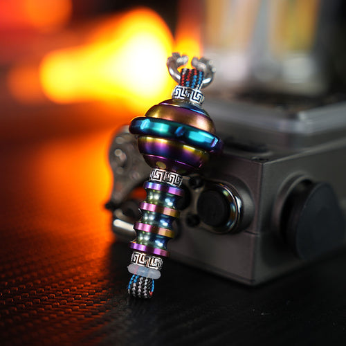 Planet Bead EDC Lanyard — Rainbow Braided Assembly