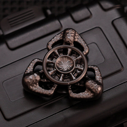 Flame Three-Lobe Metal Fidget Spinner — Gunmetal-Tone