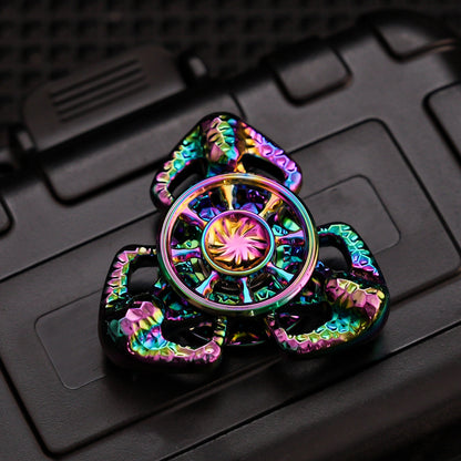 Flame Three-Lobe Metal Fidget Spinner — Rainbow