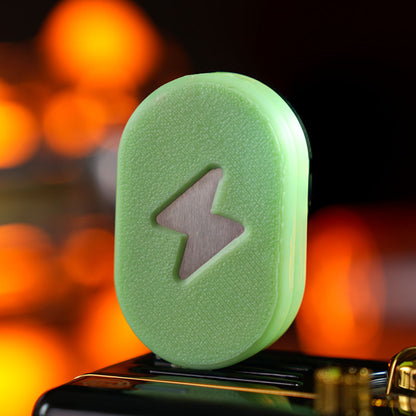 Aurora 2.0 / Mint Green fidget slider with a textured pill-shaped face and a lightning-bolt motif.