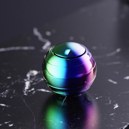 Grooved Spherical Alloy Fidget Spinner for Hand and Desktop Play — Rainbow
