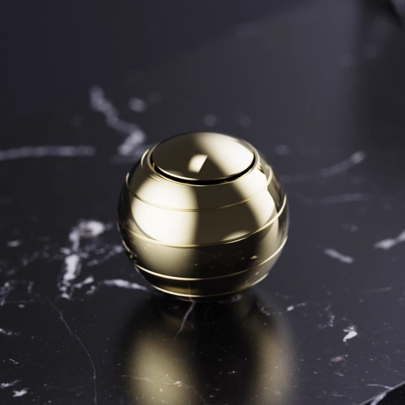 Grooved Spherical Alloy Fidget Spinner for Hand and Desktop Play — Gold