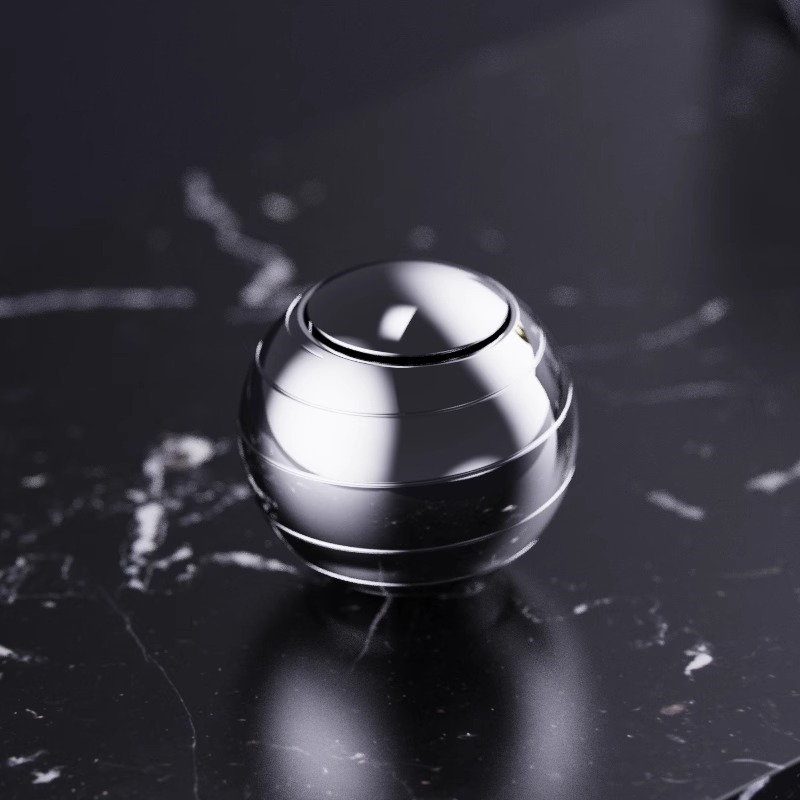 Grooved Spherical Alloy Fidget Spinner for Hand and Desktop Play — Silver