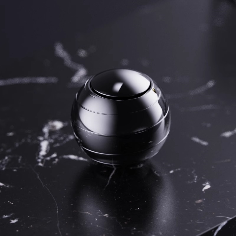 Grooved Spherical Alloy Fidget Spinner for Hand and Desktop Play — Black