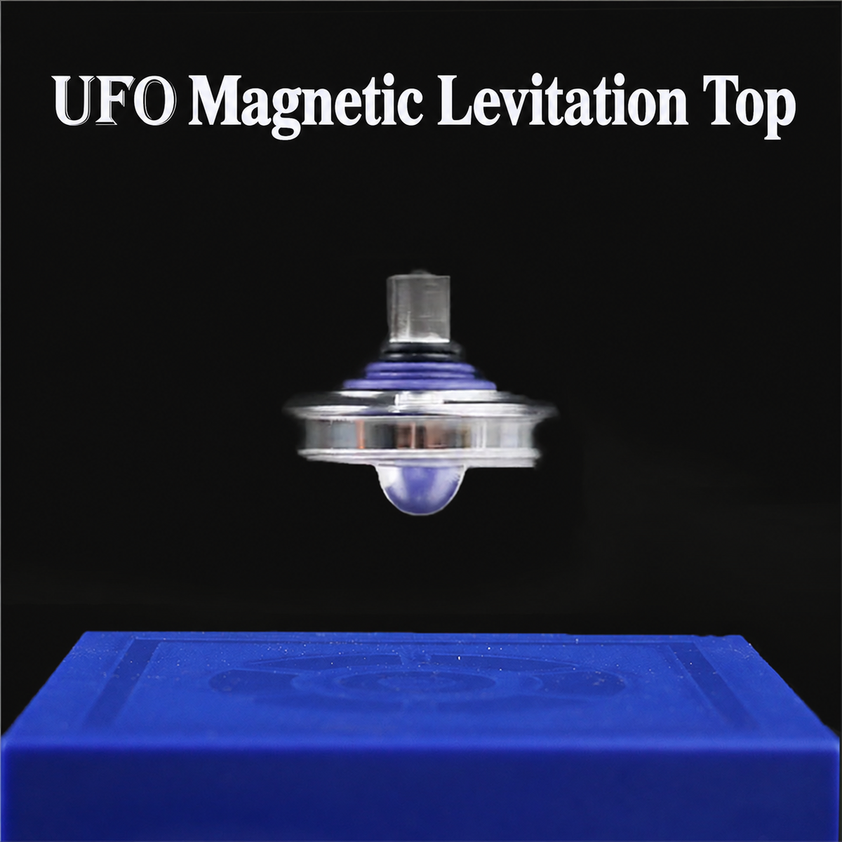 Magnetic Levitation Spinning Top Practice Set — Top + Blue Base + Adjustment Pieces
