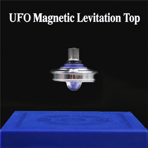 Magnetic Levitation Spinning Top Practice Set — Top + Blue Base + Adjustment Pieces