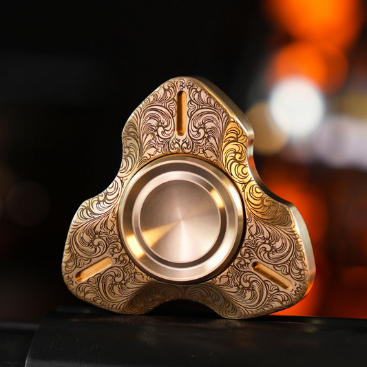 Spirit Fox V2 Brass Scroll-Pattern Fidget Spinner — V2 Brass — Scroll Pattern