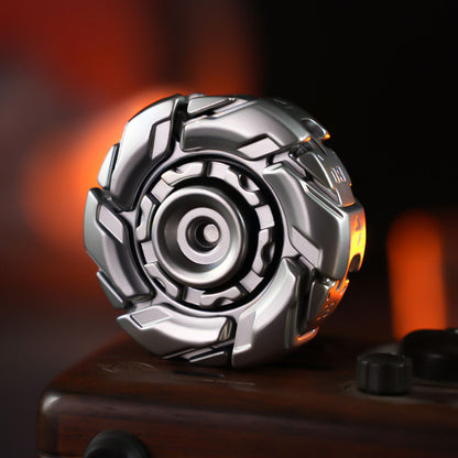 Polished silver 08 spinner with closed angular armor panels
