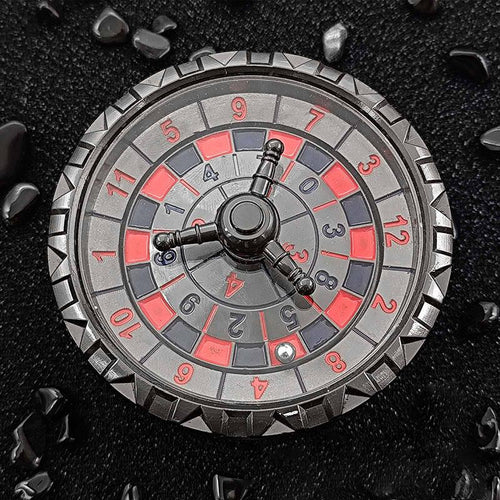 Concentric Number-Ring Roulette Fidget Spinner — Dark Nickel / Red-Blue