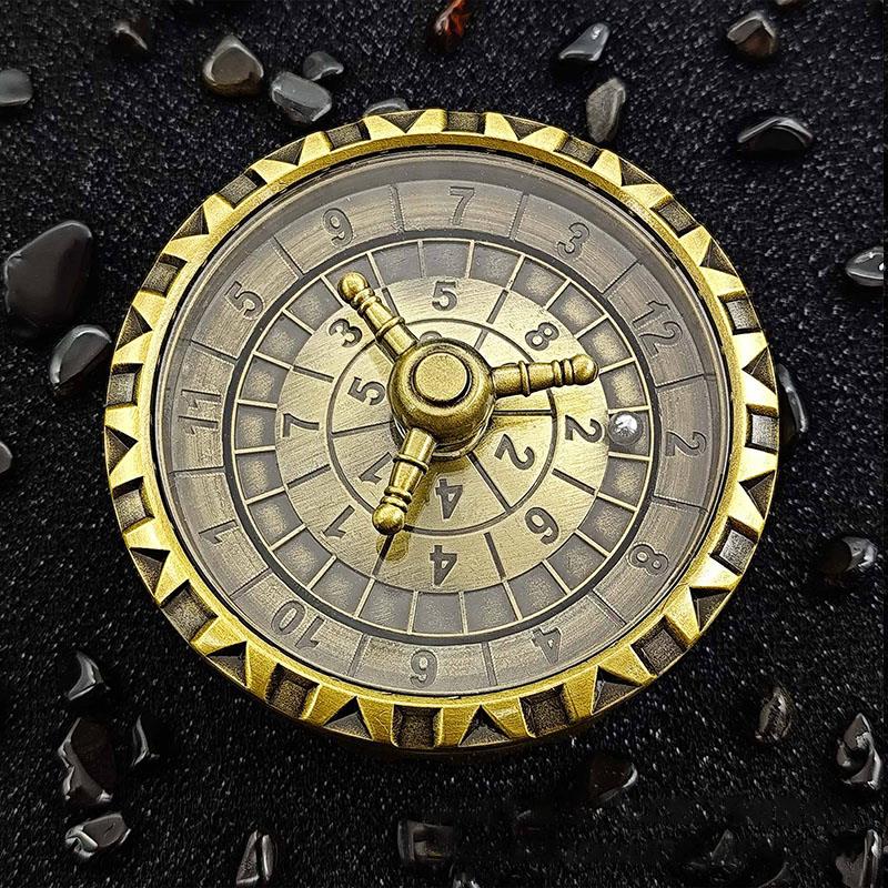 Concentric Number-Ring Roulette Fidget Spinner — Bronze-Tone