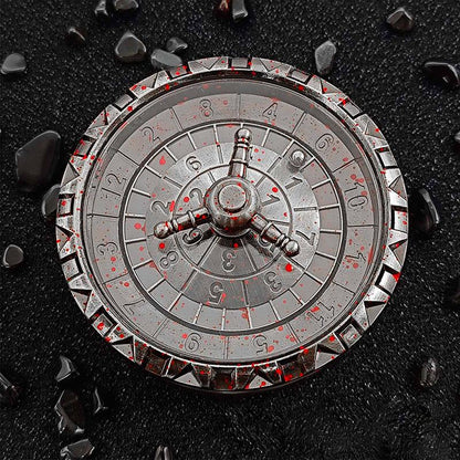 Concentric Number-Ring Roulette Fidget Spinner — Red Splatter