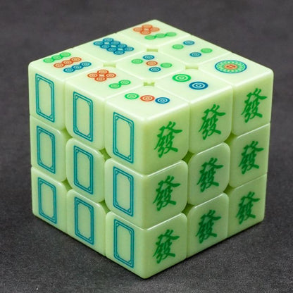 Mahjong-Pattern Twisty Puzzle Cube in 3×3, 4×4 and 5×5 Styles — 3×3 Glow Green