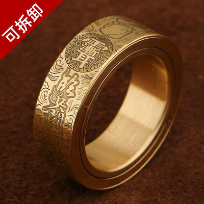 P7 PRO Brass EDC Magnetic Fidget Ring — Removable Edition — Nine-Character Mantra, source variant view.