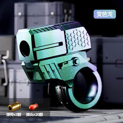 Hex-Pattern Mini Ring-Grip Dart Launcher Toy Set — Chameleon