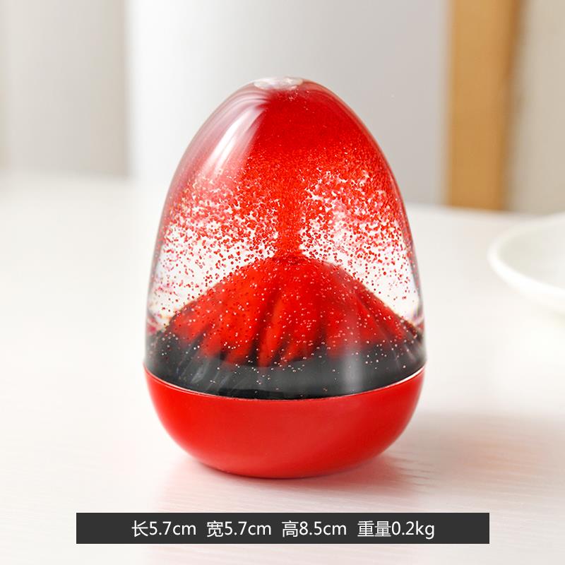Red volcano liquid-motion display with clear dome and red base