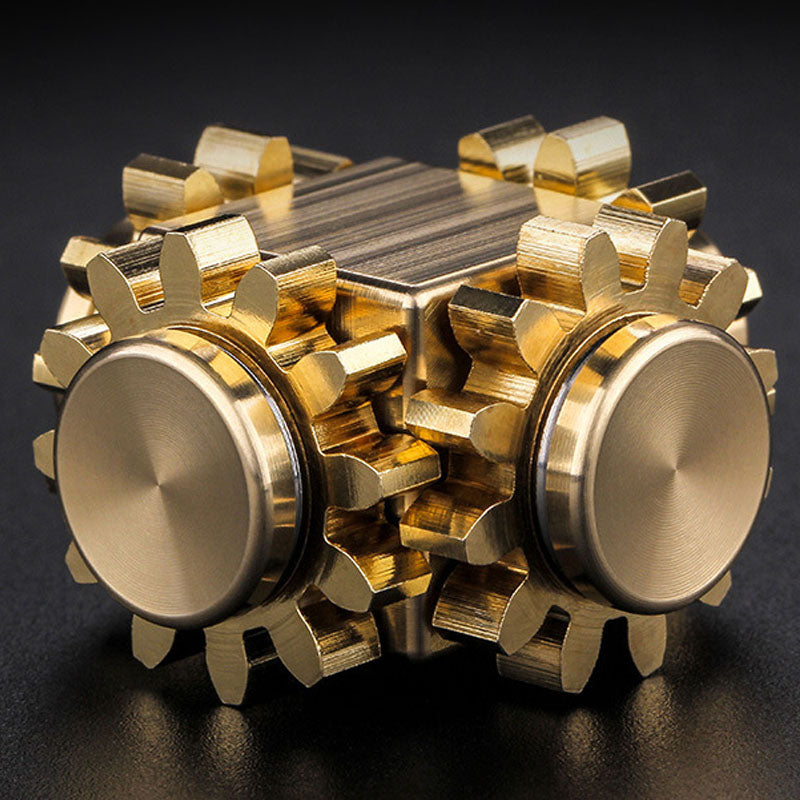 Copper-Tone Gear Cube Fidget — Copper-Tone Linked-Gear Fidget