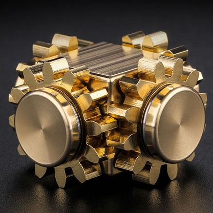 Copper-Tone Gear Cube Fidget — Copper-Tone Linked-Gear Fidget
