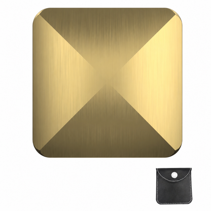 Gold-tone four-sided Flipo Flip fidget with storage pouch
