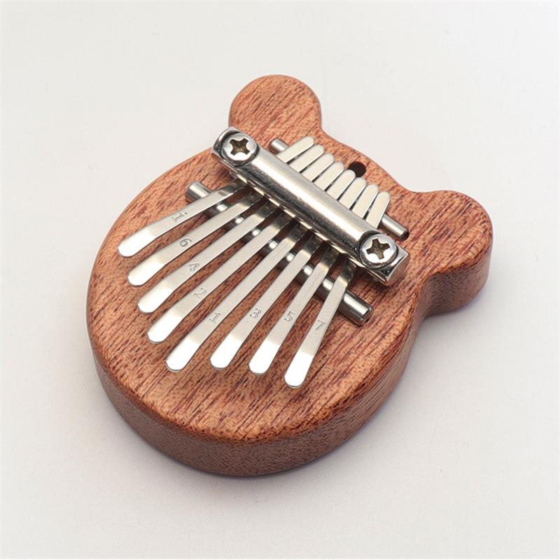 Eight-Key Mini Kalimba in Wood or Clear Acrylic — Solid Wood / Bear