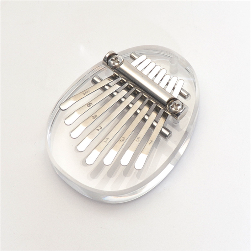 Eight-Key Mini Kalimba in Wood or Clear Acrylic — Clear Acrylic / Oval