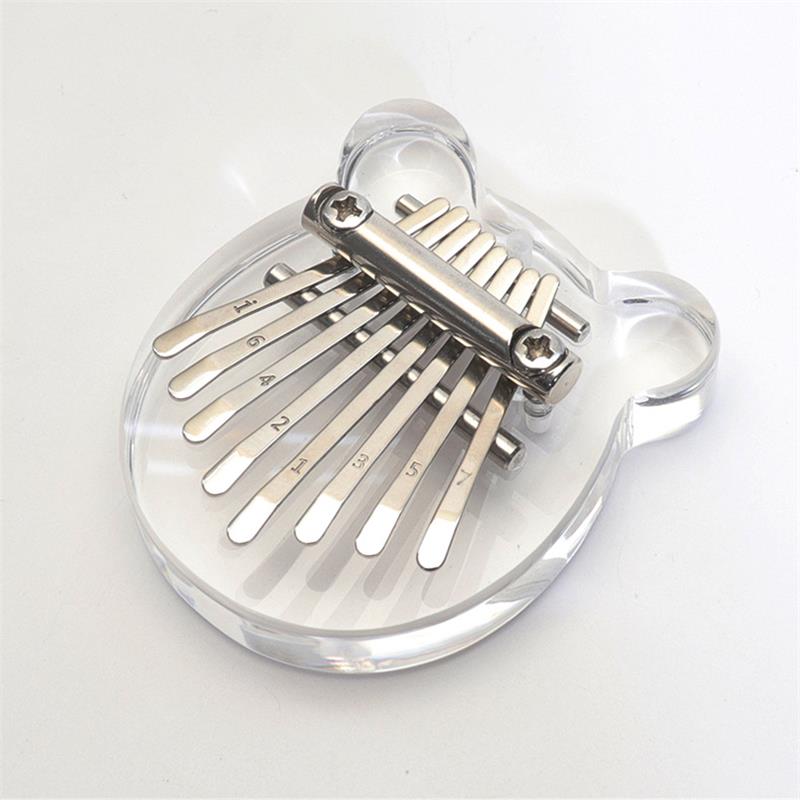 Eight-Key Mini Kalimba in Wood or Clear Acrylic — Clear Acrylic / Bear