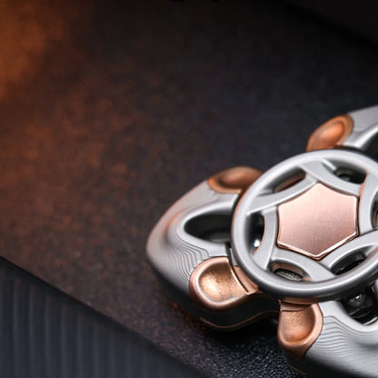 Snake pattern metal fidget spinner with decorative inlay for EDC play view 1