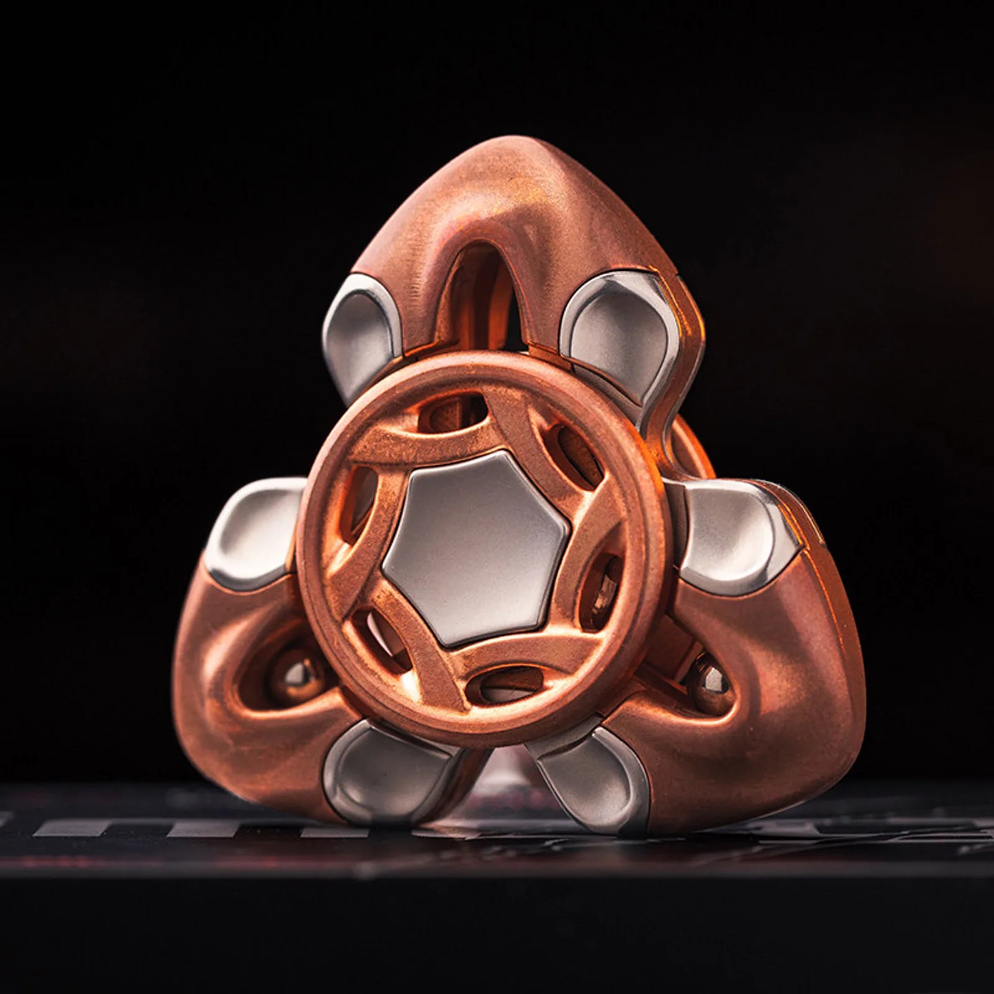 Copper and steel inlay snake pattern fidget spinner