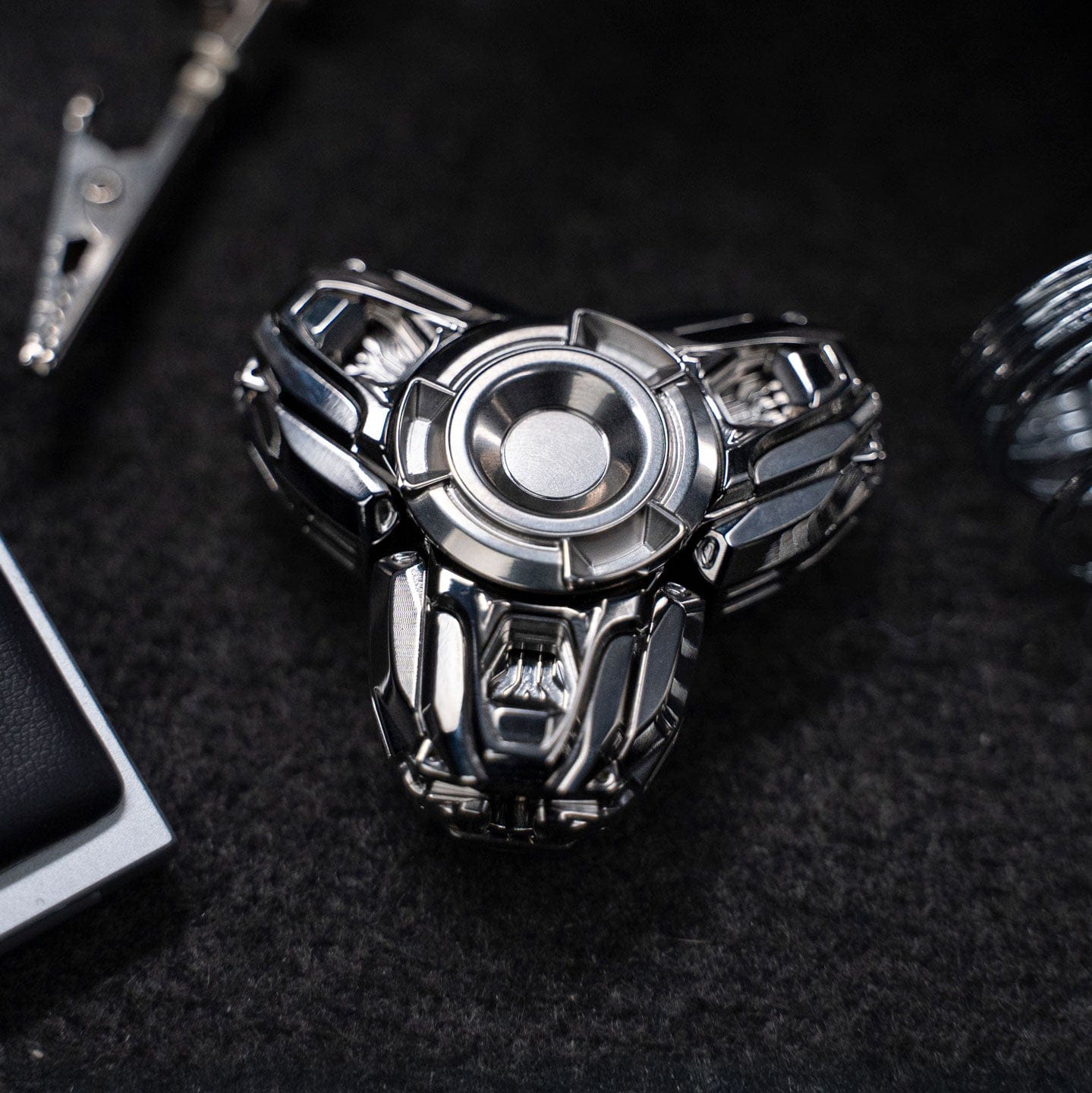 EDC Spinner – Tier-I Jing Xian Open Armor | Titanium Zirconium Precision Gyro Fidget Spinner