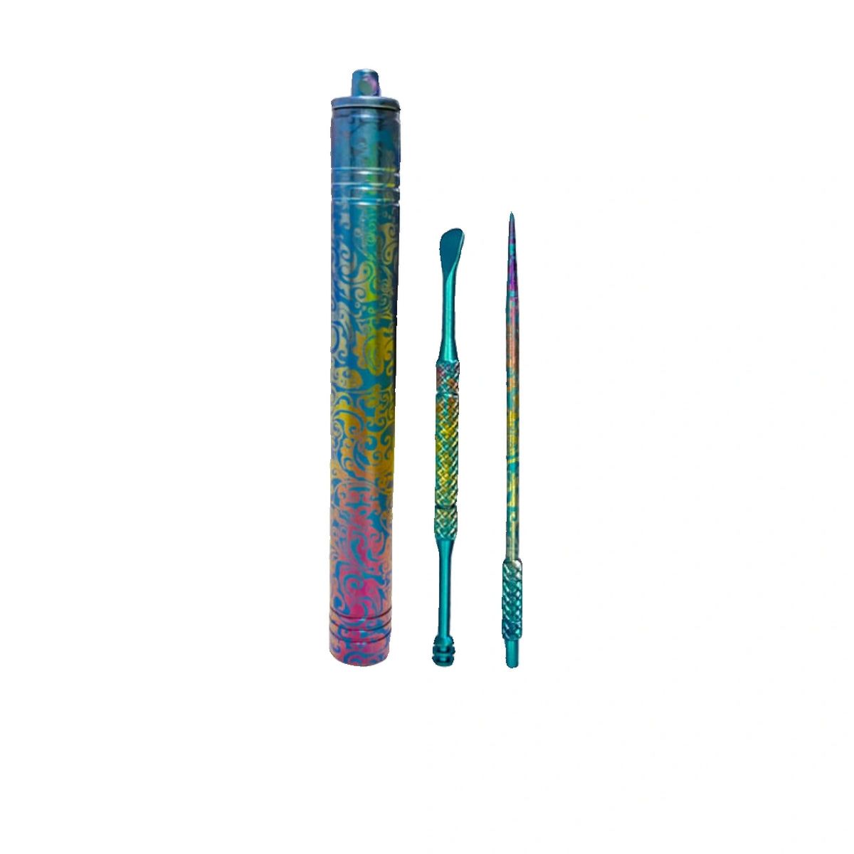 Patterned Titanium Toothpick & Ear Pick: arabesque case with toothpick and ear pick (gallery view 05).