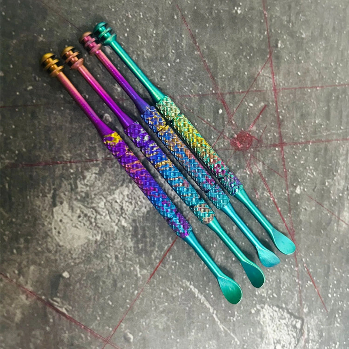 Patterned Titanium Toothpick & Ear Pick: four colorful ear pick tools compared (gallery view 02).