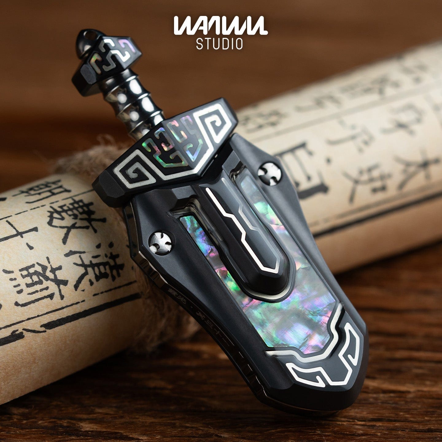 Fidget Slider EDC – WANWU Taia Sword | Zirconium Titanium Bronze PEI Push Slider