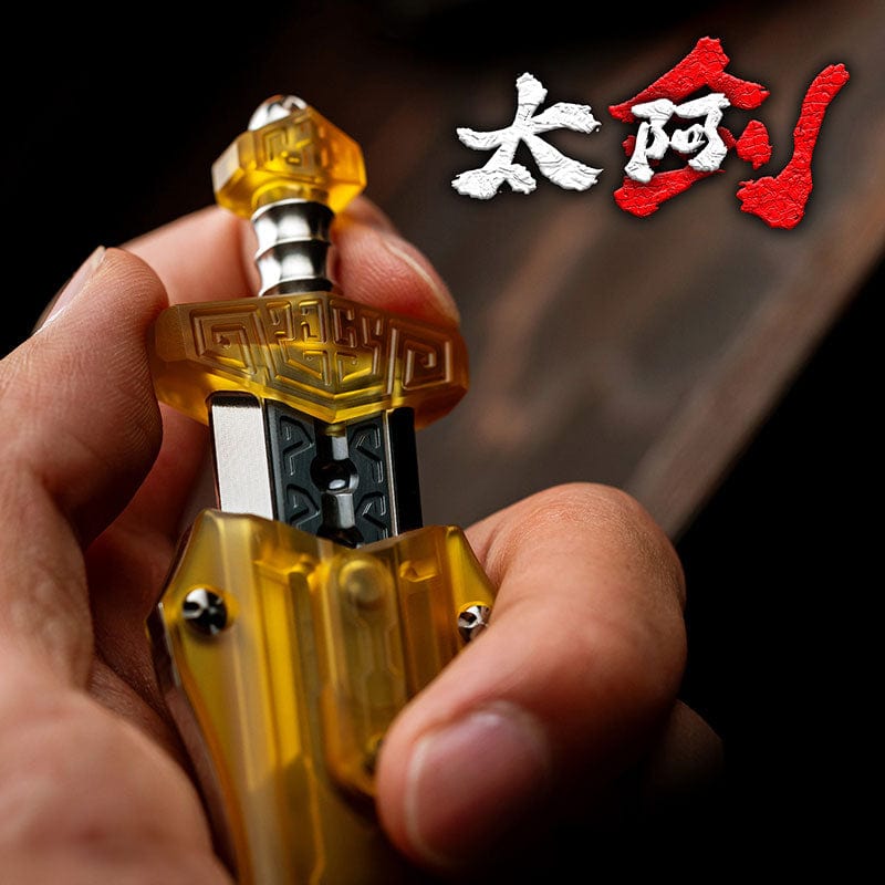 Fidget Slider EDC – WANWU Taia Sword | Zirconium Titanium Bronze PEI Push Slider