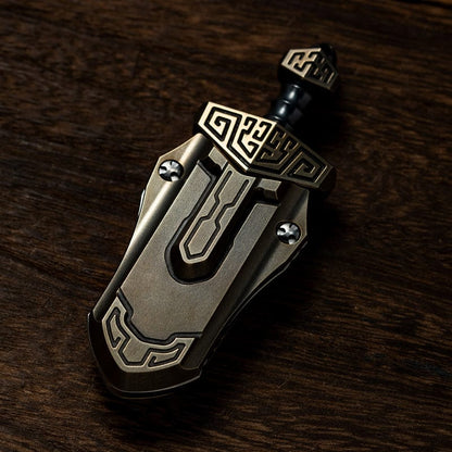 Fidget Slider EDC – WANWU Taia Sword | Zirconium Titanium Bronze PEI Push Slider