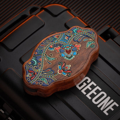 Mechanical Slider – Wood Flower | Rosewood Bloodwood Sandalwood Fidget EDC