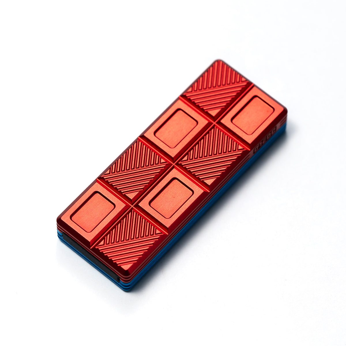 01EDC Chocolate Wafer 2.0 Aluminum-Alloy Mechanical Fidget Slider — Red and Blue
