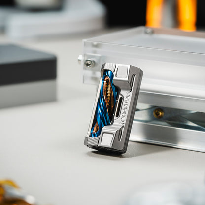 01EDC Gene Capsule Mechanical Fidget Slider with a Linked Double-Helix Display — Space Silver — Titanium Alloy