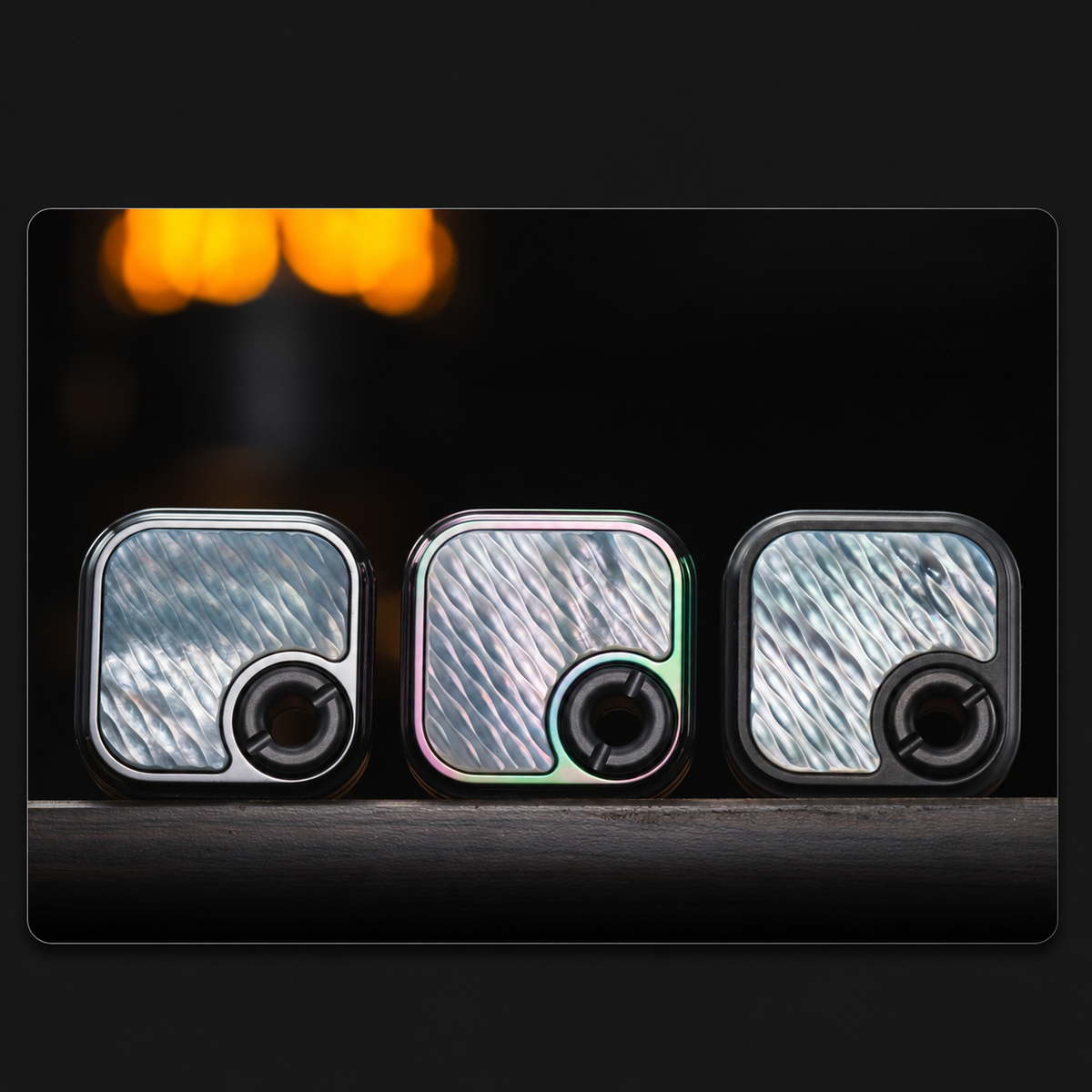 Wave mother-of-pearl finish comparison; one selected slider is supplied, not a three-piece set