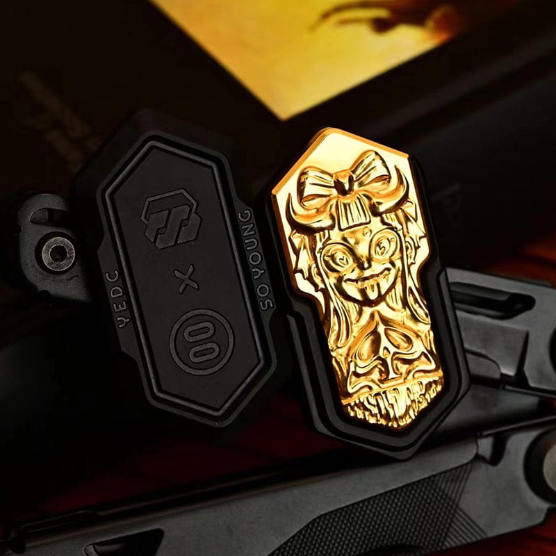 EDC Slider – YEDC Poker Lolita | Stainless Steel Titanium Zirconium Push Slider