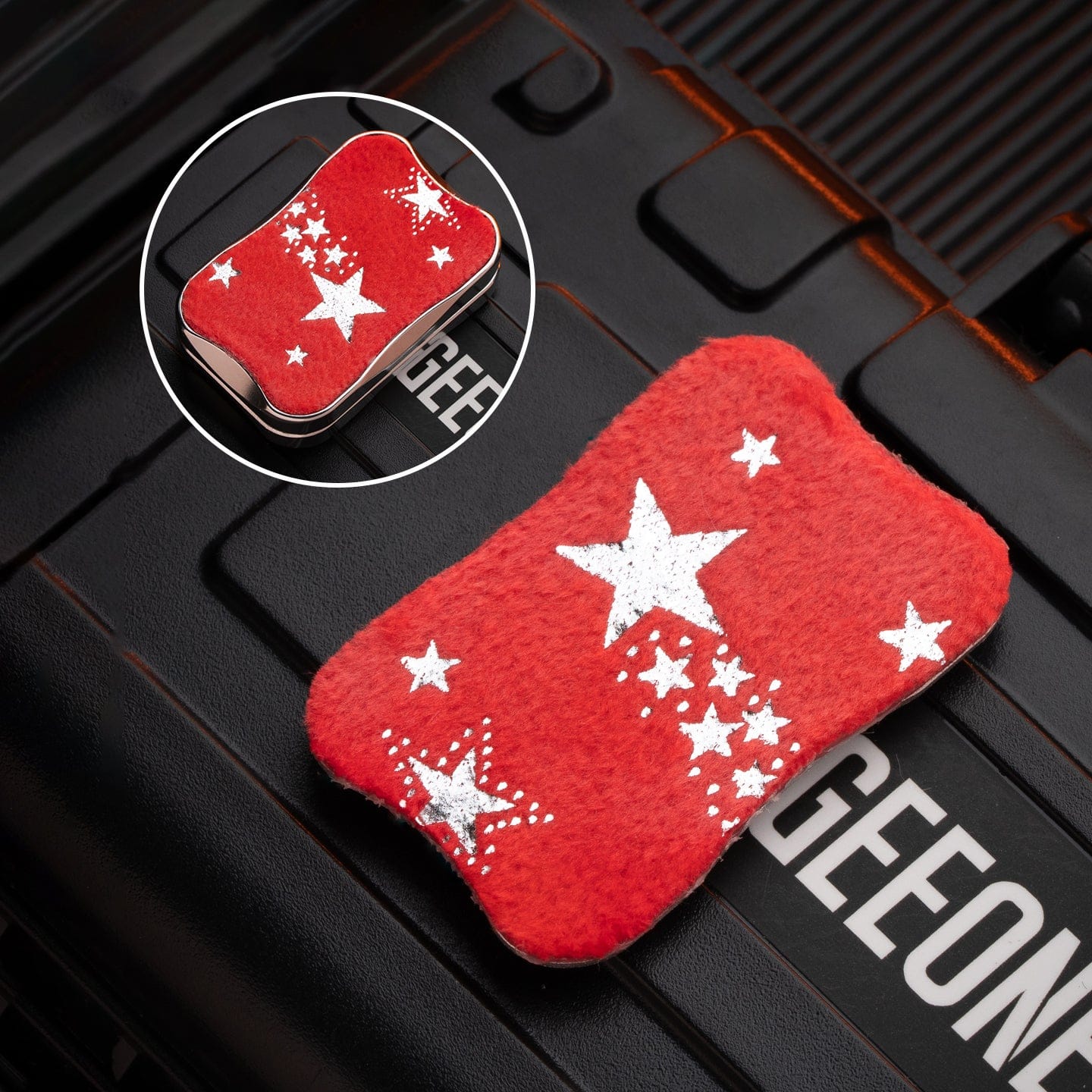 EDC Slider – Peacock Aura Sand | Stainless Steel Titanium Zirconium Sand Push Slider